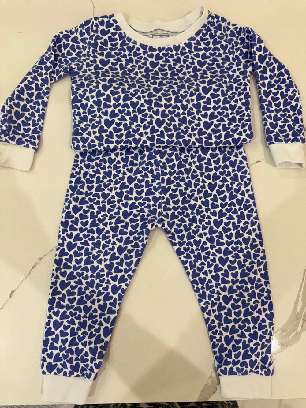 Lila and Hayes Blue Heart Print 2 Piece PJ Set 18-24M